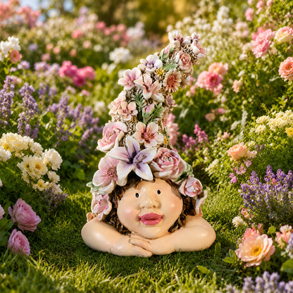 Romantisches Blumenkind – Dekofigur für den Garten in 2 Größen