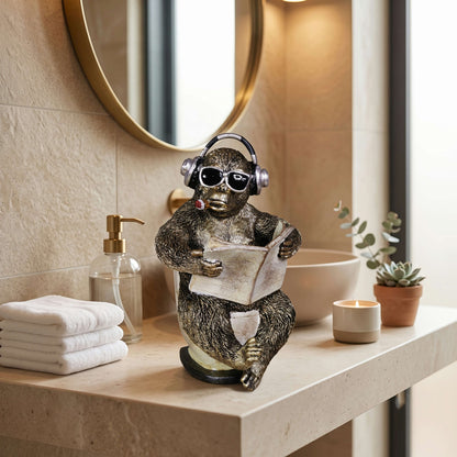 Kuh- oder Affenfigur mit Zeitung, Toiletten-Deko | Urban Royals