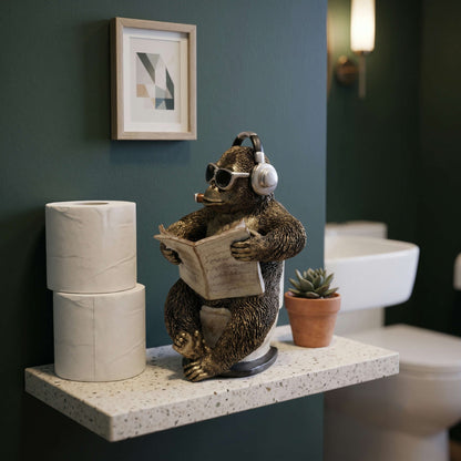 Kuh- oder Affenfigur mit Zeitung, Toiletten-Deko | Urban Royals