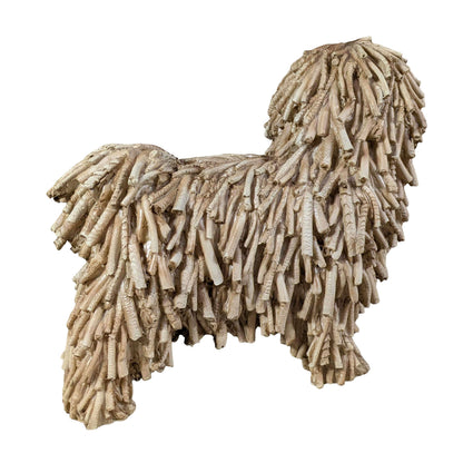 Hundefigur in Treibholzoptik – naturgetreue Dekofigur