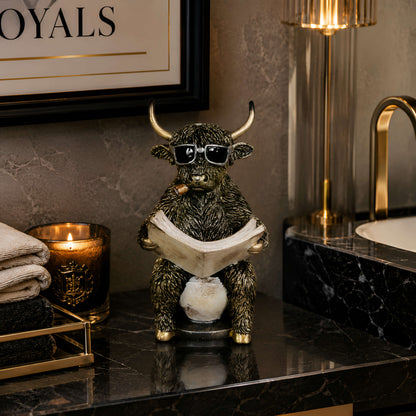 Kuh- oder Affenfigur mit Zeitung, Toiletten-Deko | Urban Royals