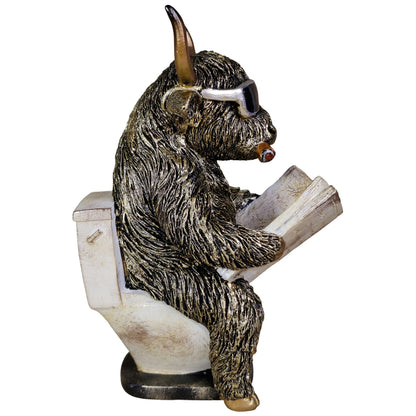 Kuh- oder Affenfigur mit Zeitung, Toiletten-Deko | Urban Royals