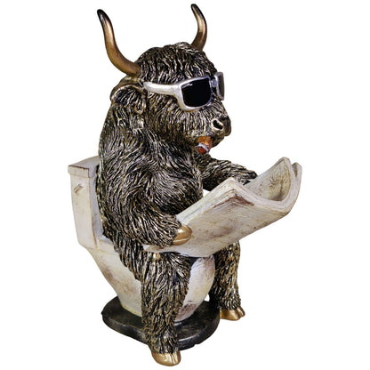 Kuh- oder Affenfigur mit Zeitung, Toiletten-Deko | Urban Royals