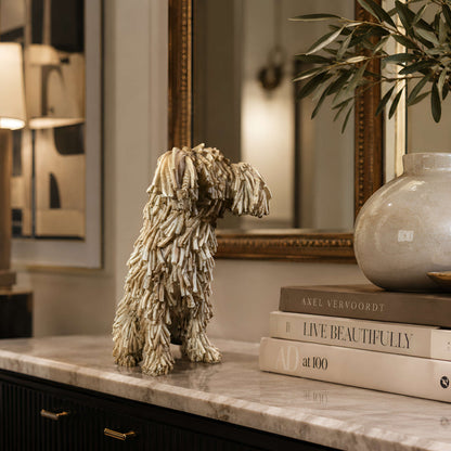 Hundefigur in Treibholzoptik – naturgetreue Dekofigur