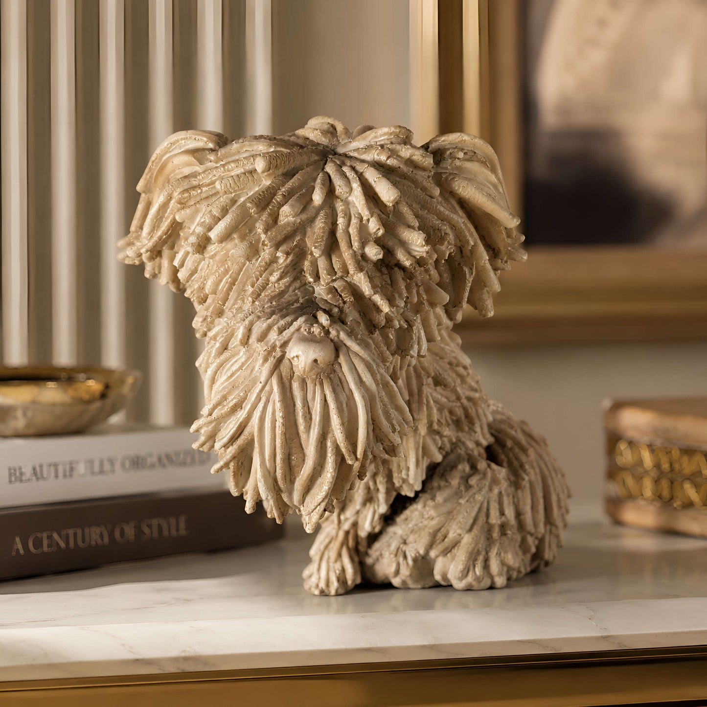 Hundefigur in Treibholzoptik – naturgetreue Dekofigur