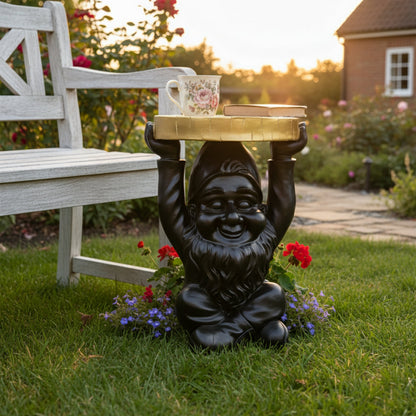 Beistelltisch rund Gartenzwerg – Beistelltisch Design für Garten & Wohnbereich in Schwarz oder Lila