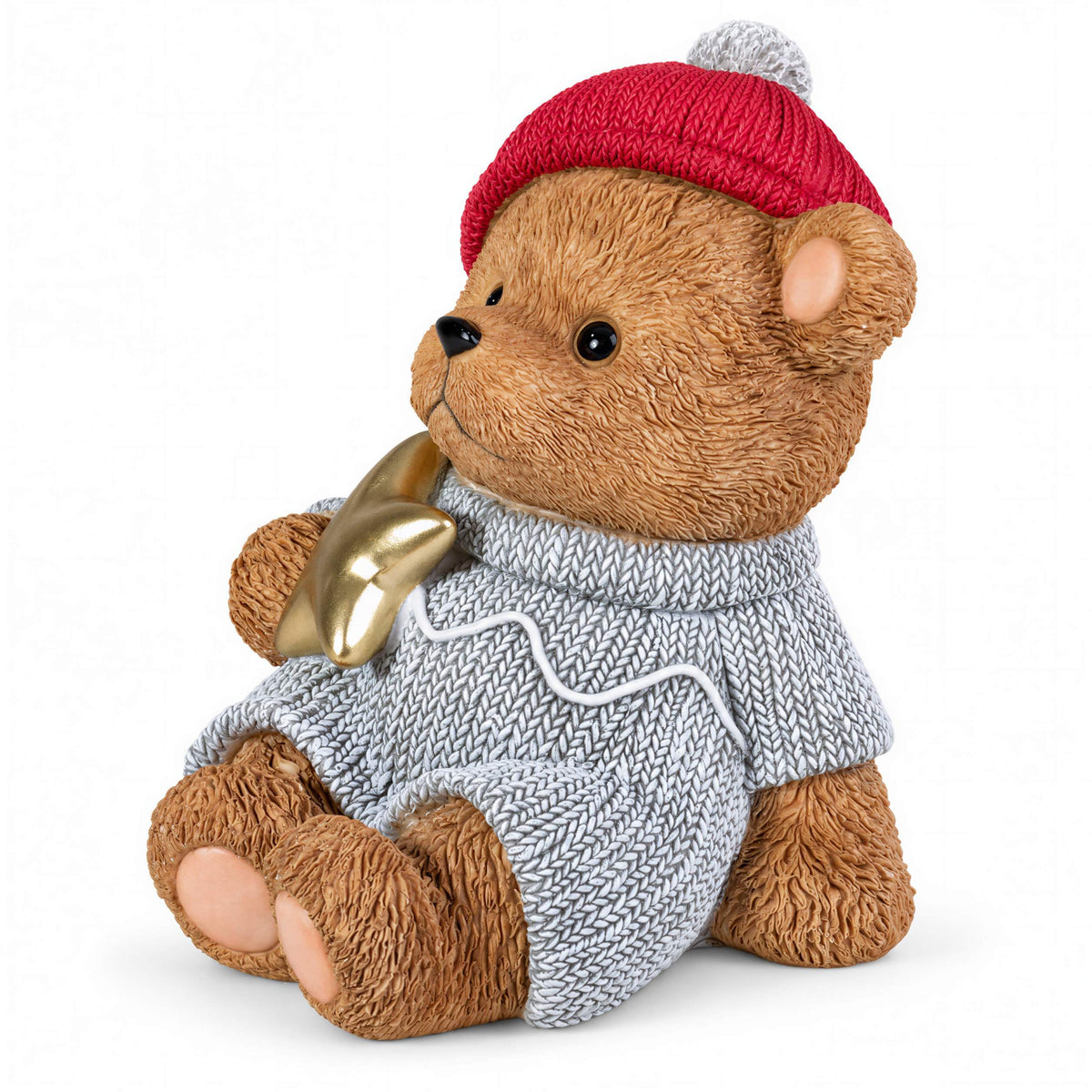 Weihnachtsbär als Dekofigur und Tischdeko Bär Figur mit Stern oder Geschenk