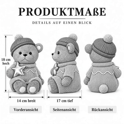 Weihnachtsbär als Dekofigur und Tischdeko Bär Figur mit Stern oder Geschenk