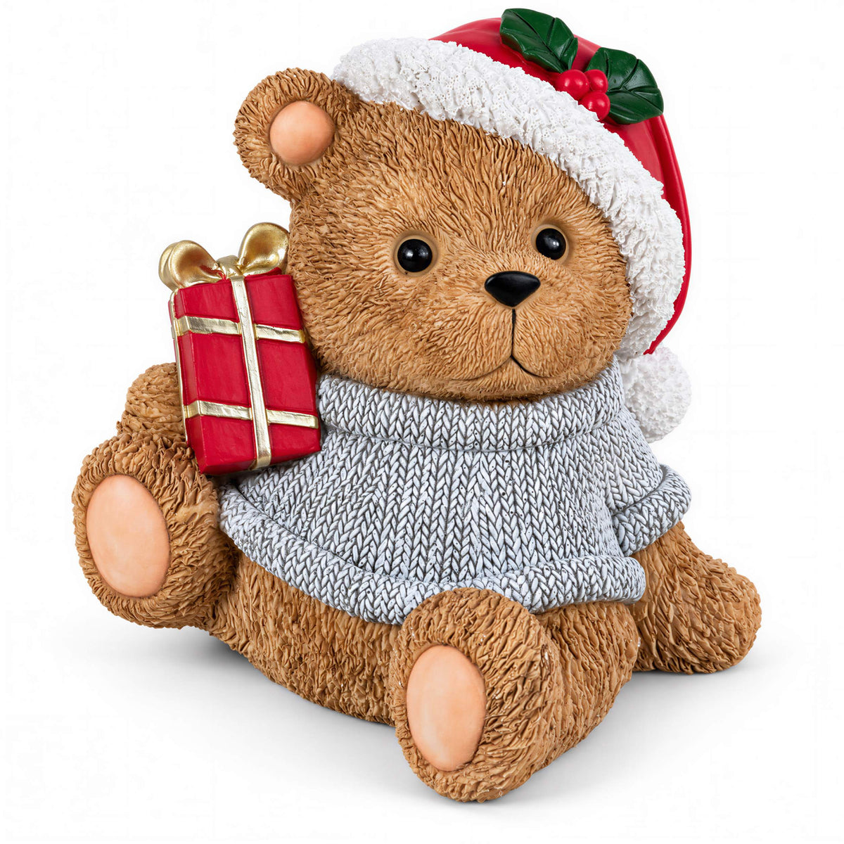 Weihnachtsbär als Dekofigur und Tischdeko Bär Figur mit Stern oder Geschenk