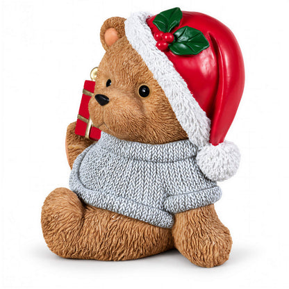 Weihnachtsbär als Dekofigur und Tischdeko Bär Figur mit Stern oder Geschenk