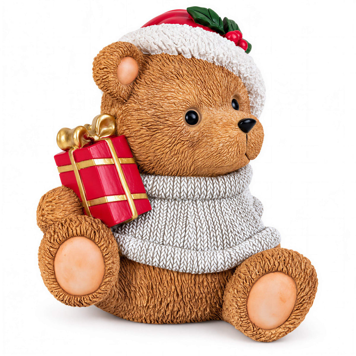 Weihnachtsbär als Dekofigur und Tischdeko Bär Figur mit Stern oder Geschenk
