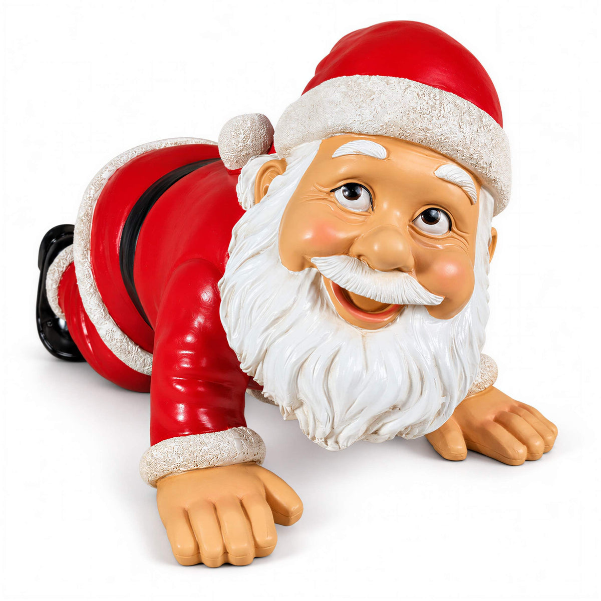Lustige Weihnachtsmann Figur: Yoga oder kniend, Deko Figur für Haus & Garten