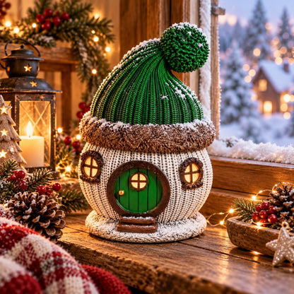 Weihnachtsdeko Wichtelhaus in Strickoptik – Weihnachtsdorf, 4 Varianten