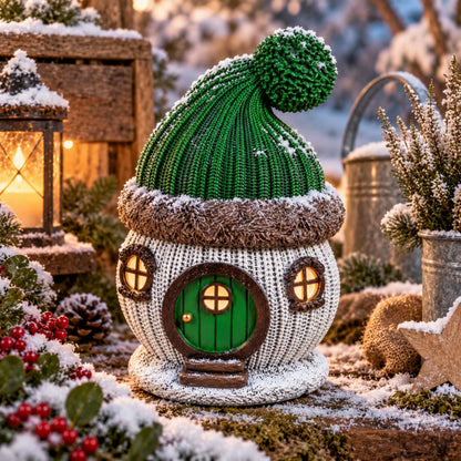 Weihnachtsdeko Wichtelhaus in Strickoptik – Weihnachtsdorf, 4 Varianten