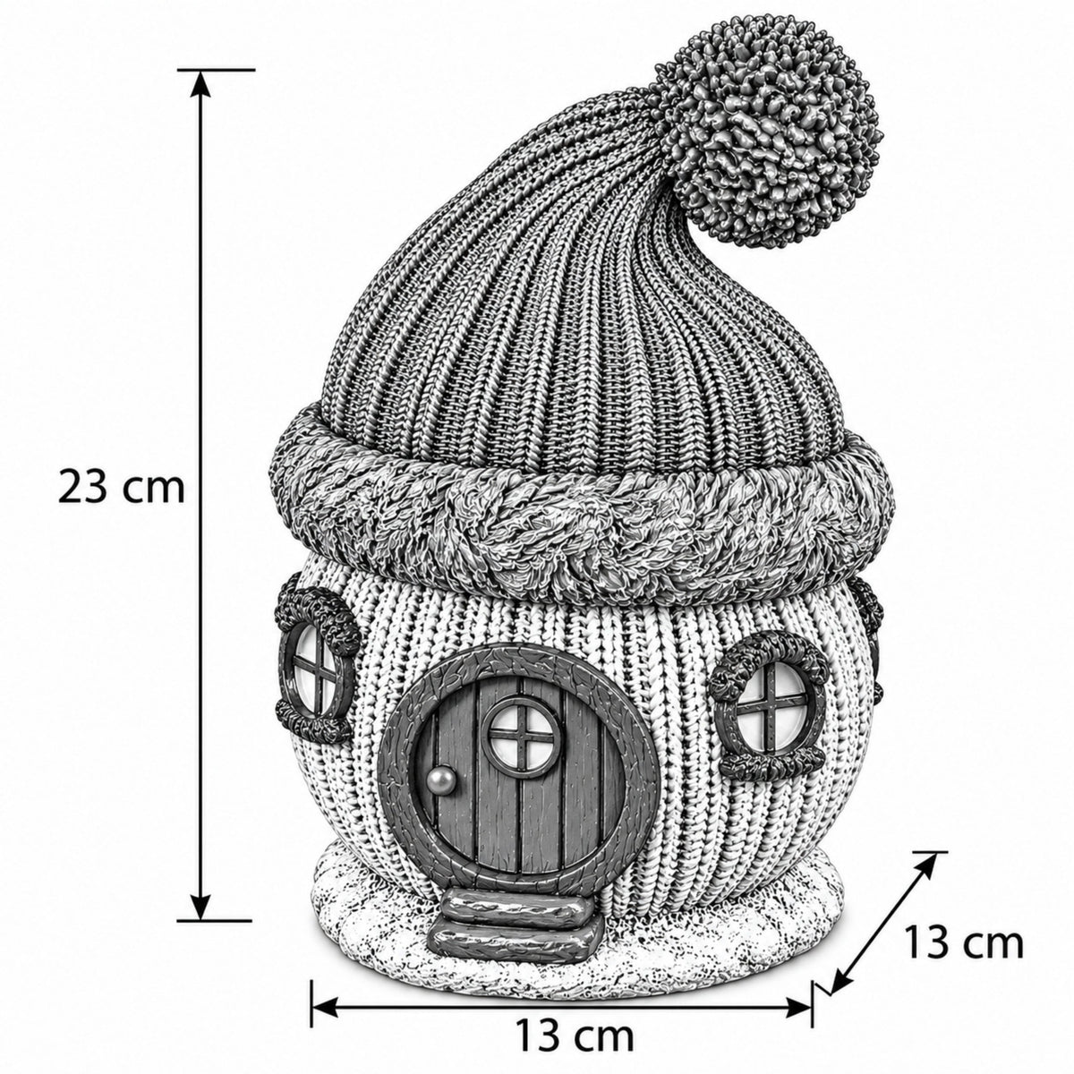 Weihnachtsdeko Wichtelhaus in Strickoptik – Weihnachtsdorf, 4 Varianten