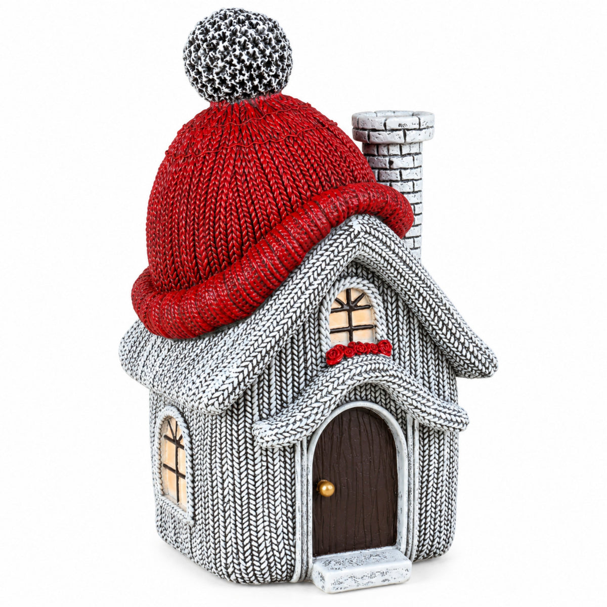 Weihnachtsdeko Wichtelhaus in Strickoptik – Weihnachtsdorf, 4 Varianten