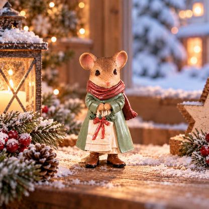 3 Motiven Weihnachtsmäuse Figuren aus Polyresin – Tischdeko, Winterdeko