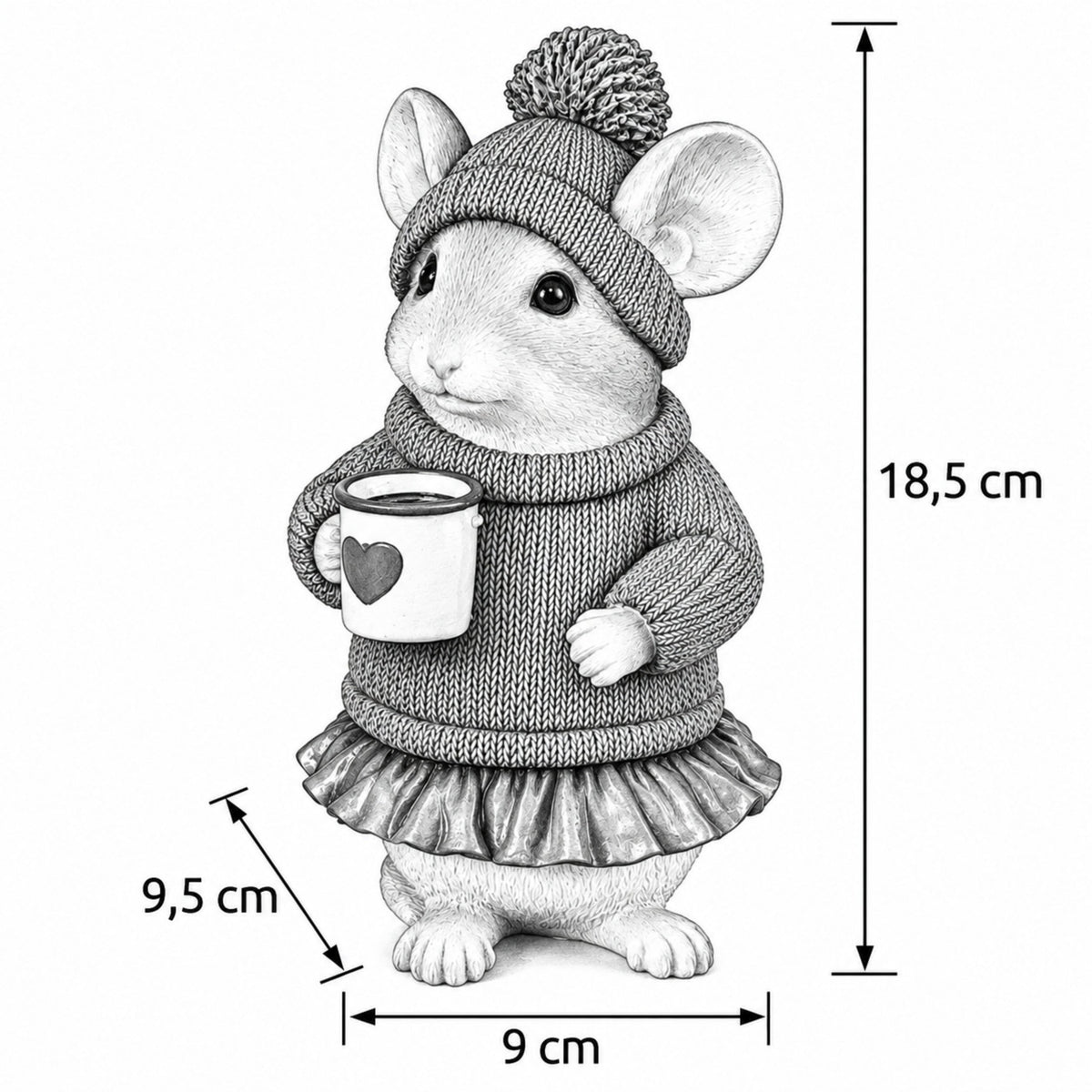 3 Motiven Weihnachtsmäuse Figuren aus Polyresin – Tischdeko, Winterdeko