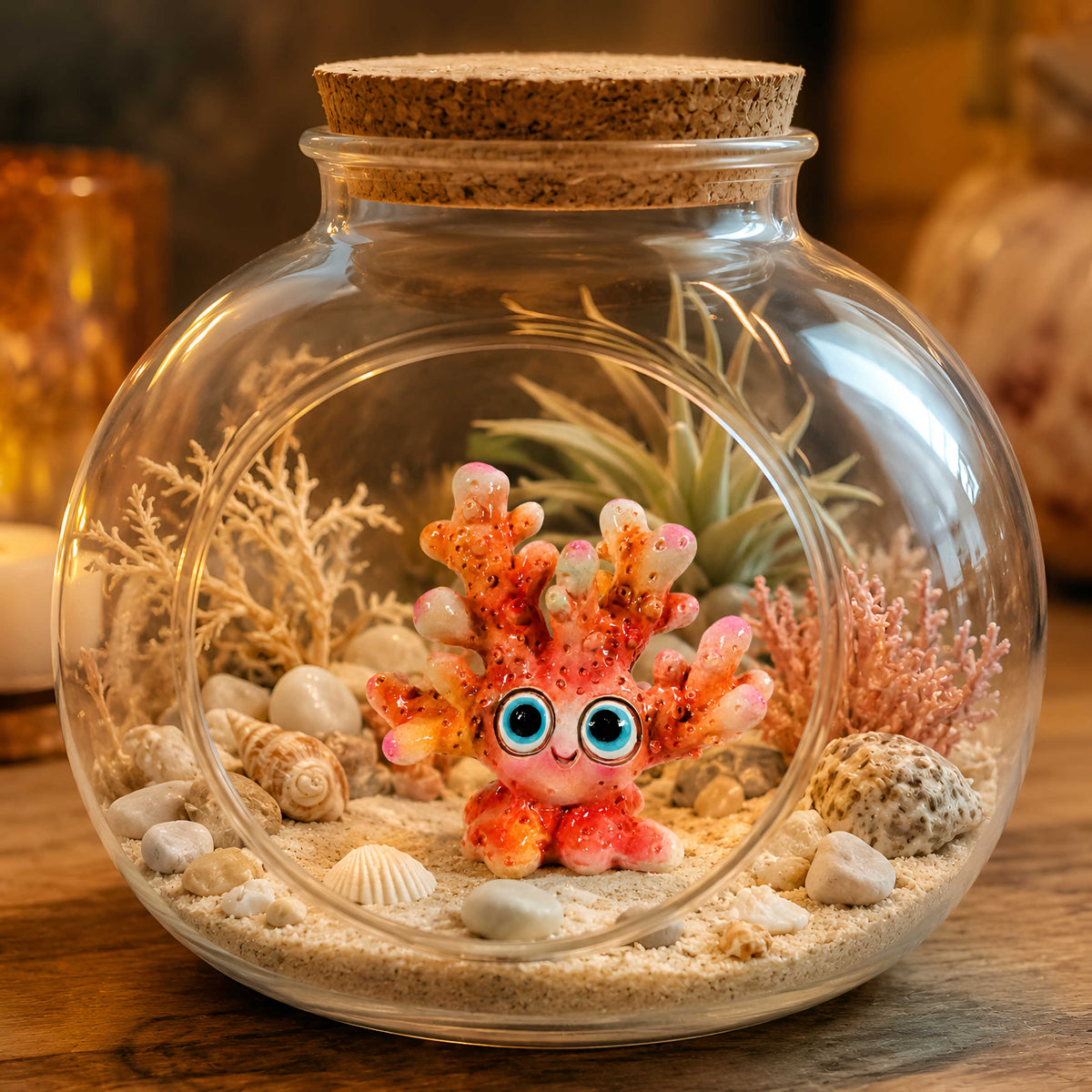 Glänzende Korallenfigur GlossiBande in Blau-Rosa oder Orange, 3 Größen