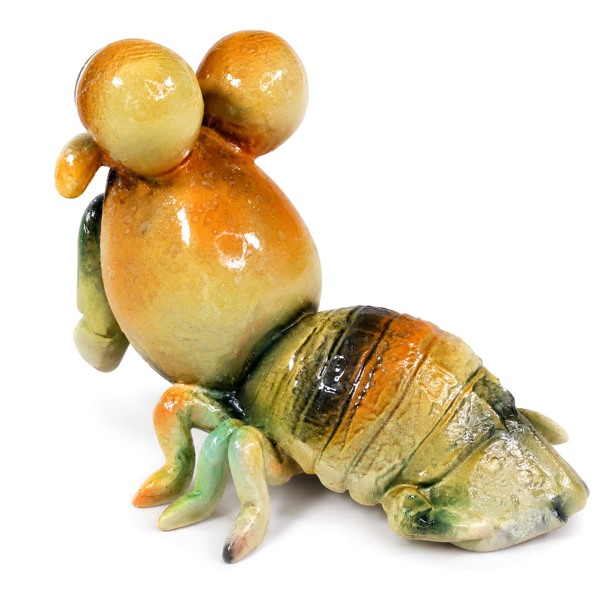 GlossiBande Garnele Figur glänzend Grün & Orange – maritime Deko innen & außen