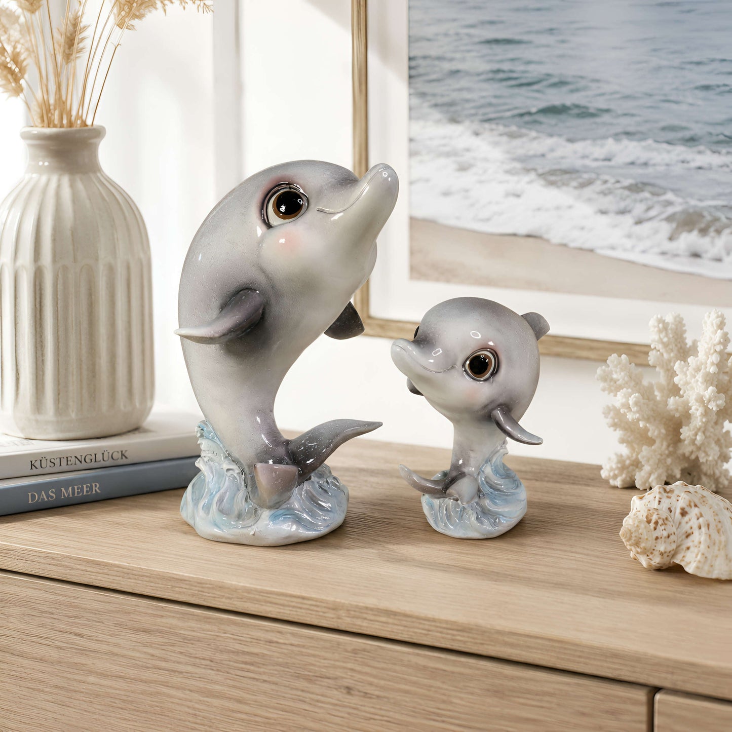 Delfin Dekofigur in Hochglanz – maritime Figur in 2 Größen