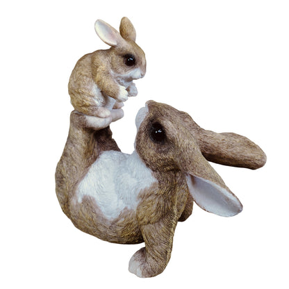 Hasenfigur mit Kind - Dekohase - Deko Osterhase und Osterhasen Figur für Ostern, Garten & Balkon
