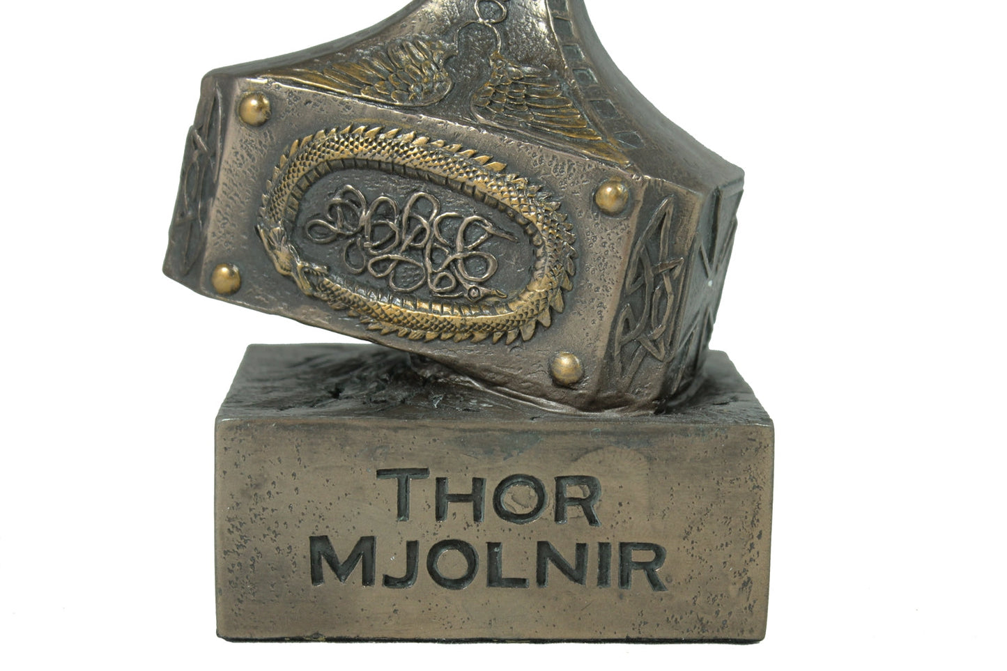 Mjölnir Thorshammer Dekofigur 26 cm – bronzierte Fantasy Skulptur
