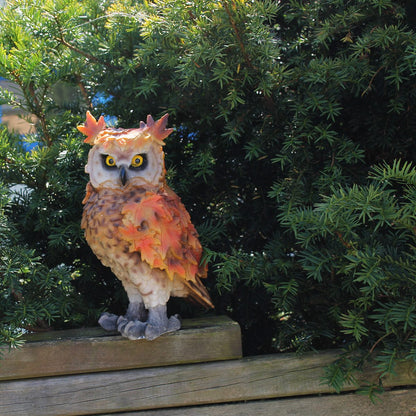 Eulenfigur Dekofigur Eule in Ahornoptik Herbstdeko Gartenfigur Tierfigur Deko Eule
