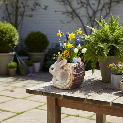 Hasen-Pflanztopf Figur aus Polyresin – Osterdeko für Haus & Garten