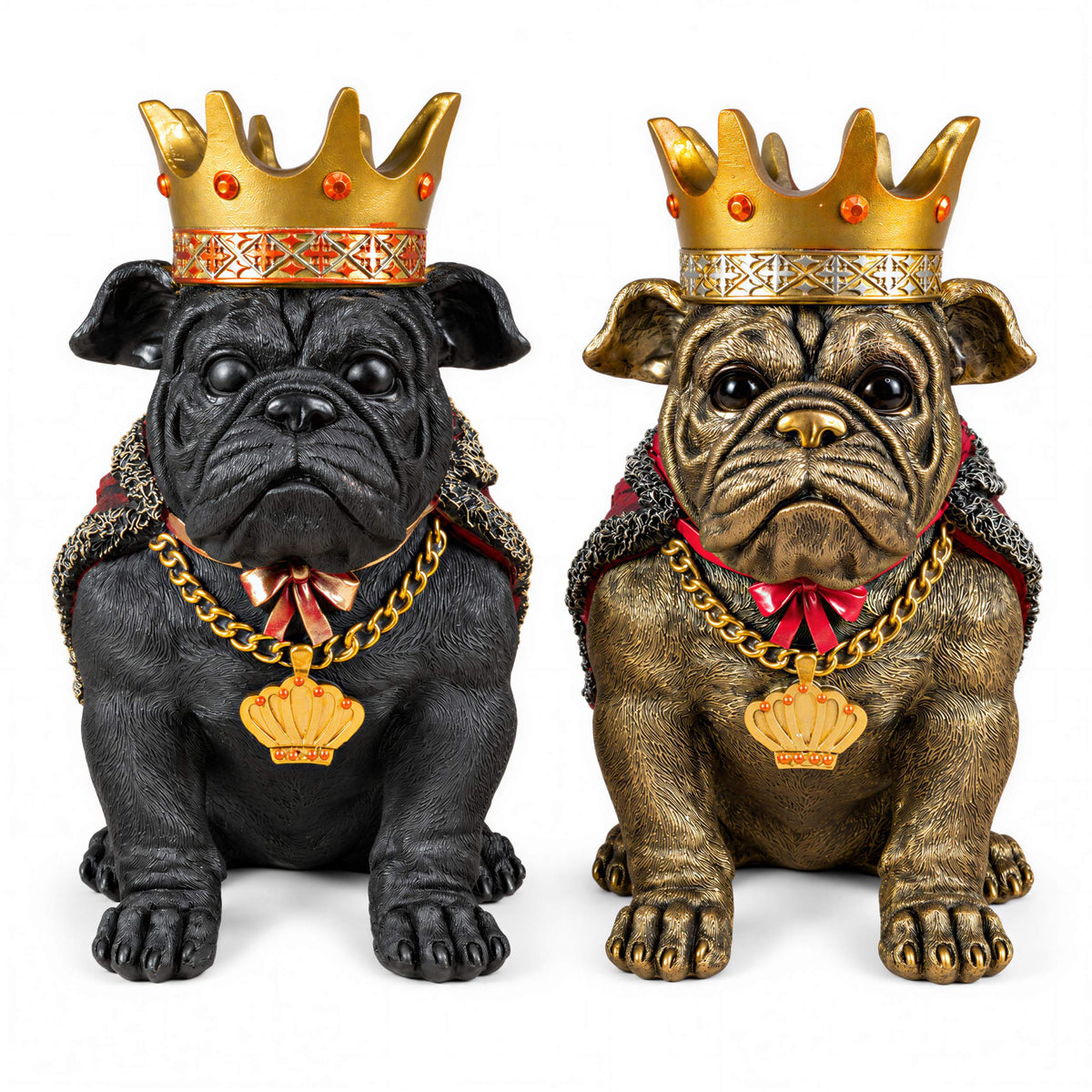 Bulldogge Dekofigur mit Krone – Urban Royals, schwarz oder gold
