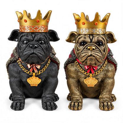 Bulldogge Dekofigur mit Krone – Urban Royals, schwarz oder gold