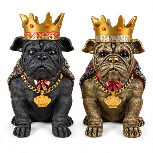Bulldogge Dekofigur mit Krone – Urban Royals, schwarz oder gold