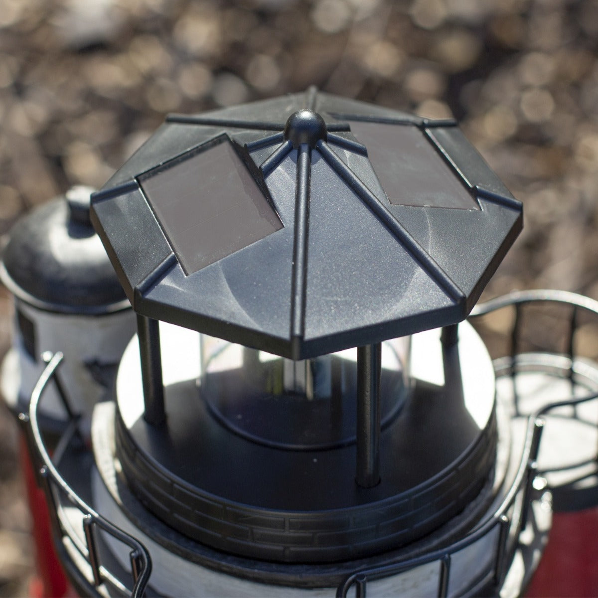 Leuchtturm Roter Sand Solar Leuchtturm 80 cm Maritime Deko LED Beleuchtung blinkend
