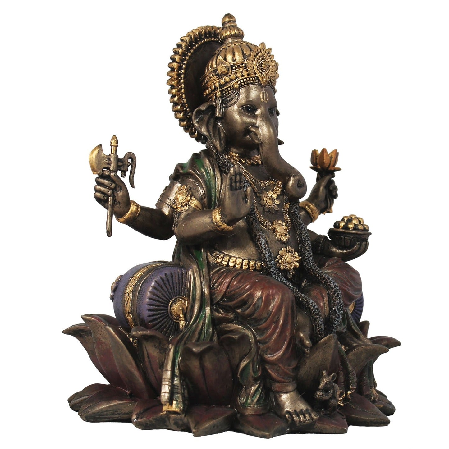Ganesha Dekofigur in Bronzeoptik – hinduistische Skulptur