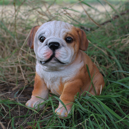 Hunde Figur Bulldogge Figur sitzend Hunde Deko lebensechte Hundefigur