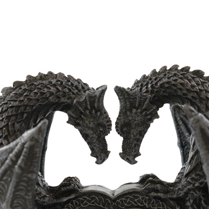 Drachenpaar Dekofigur auf Rubinherz – romantische Fantasy Figur