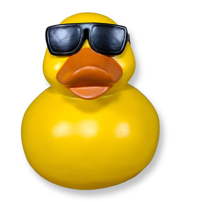 Gelbe Enten Dekofigur für den Garten mit Sonnenbrille – handbemalt, 25 cm
