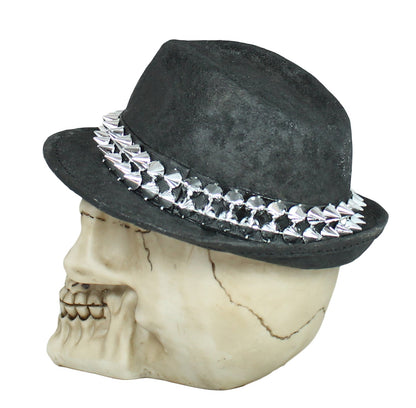 Totenkopf Dekofigur mit Hut & Stacheln – Gothic Fantasy Figur