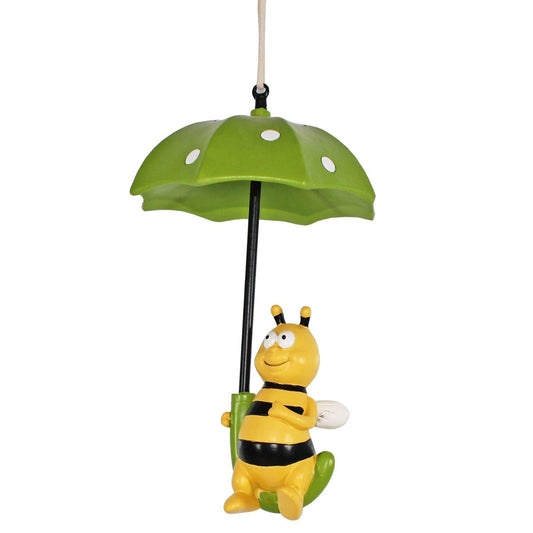 Bienen Dekofigur für den Garten mit Regenschirm – lustige Gartendeko