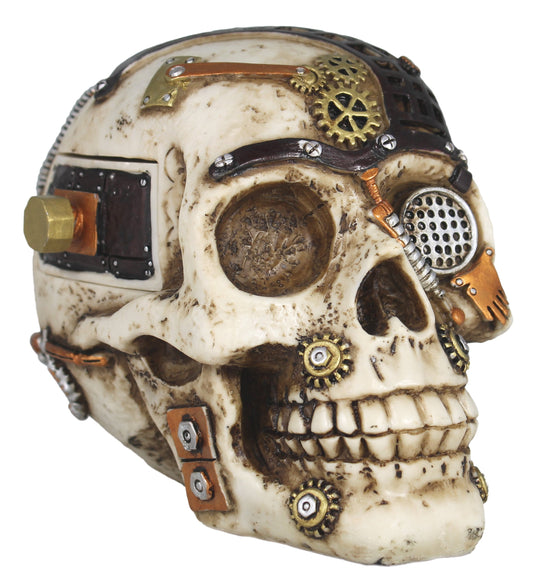 Steampunk Totenkopf Dekofigur mit Geheimfach – Gothic Schädel