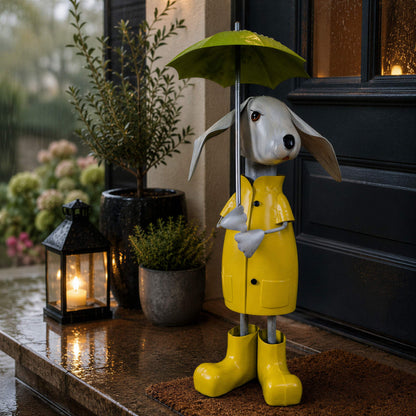 Lustige Gartenfigur aus Metall: Schaf, Kuh oder Frosch mit Regenschirm