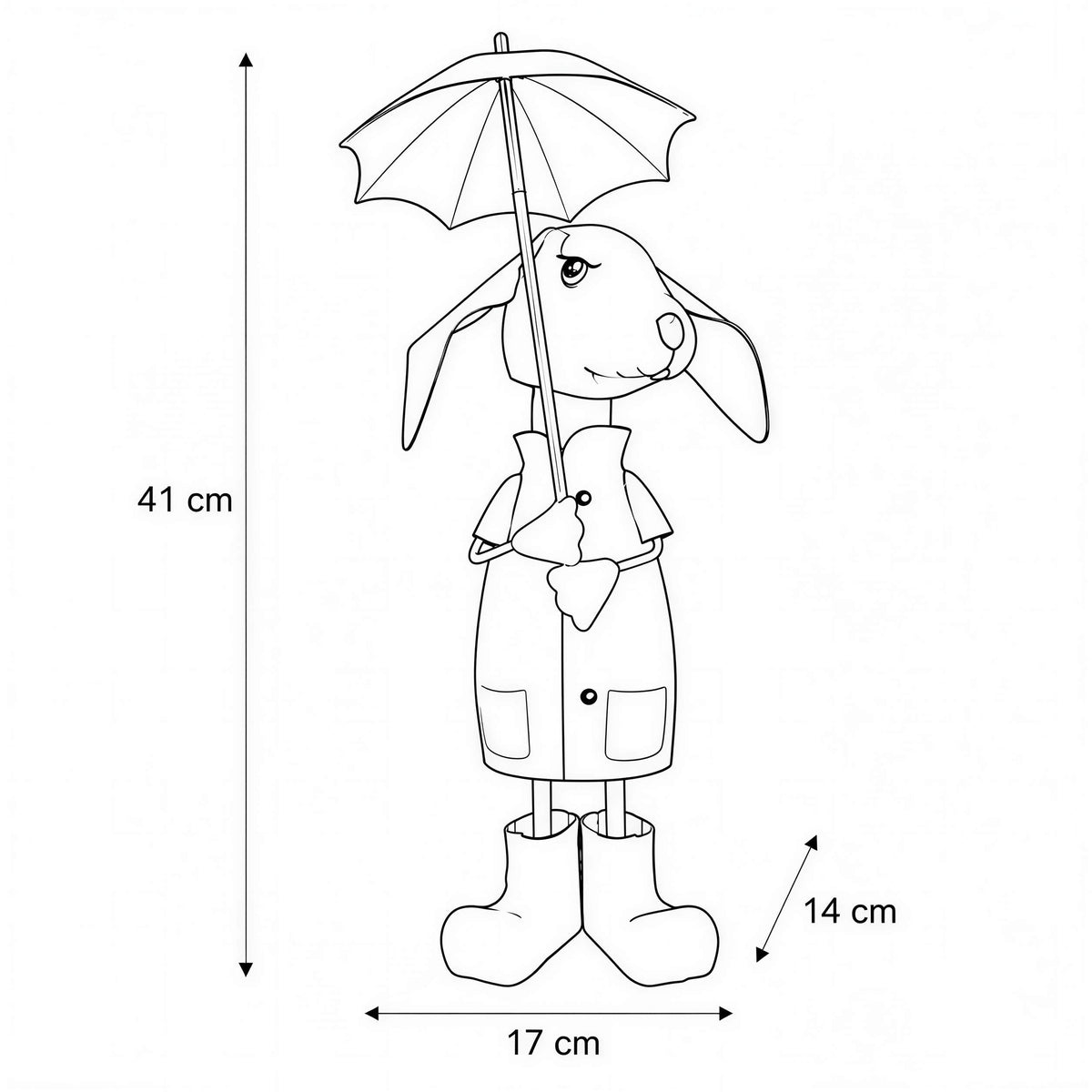 Lustige Gartenfigur aus Metall: Schaf, Kuh oder Frosch mit Regenschirm