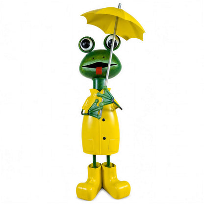 Lustige Gartenfigur aus Metall: Schaf, Kuh oder Frosch mit Regenschirm