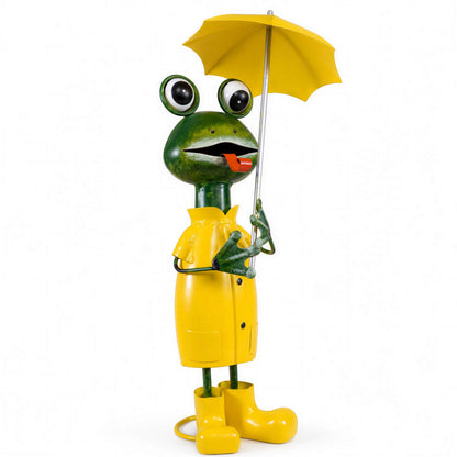 Lustige Gartenfigur aus Metall: Schaf, Kuh oder Frosch mit Regenschirm