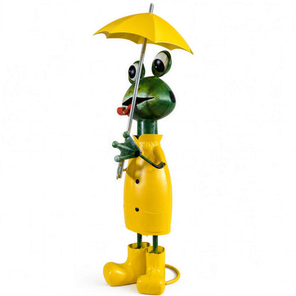 Lustige Gartenfigur aus Metall: Schaf, Kuh oder Frosch mit Regenschirm