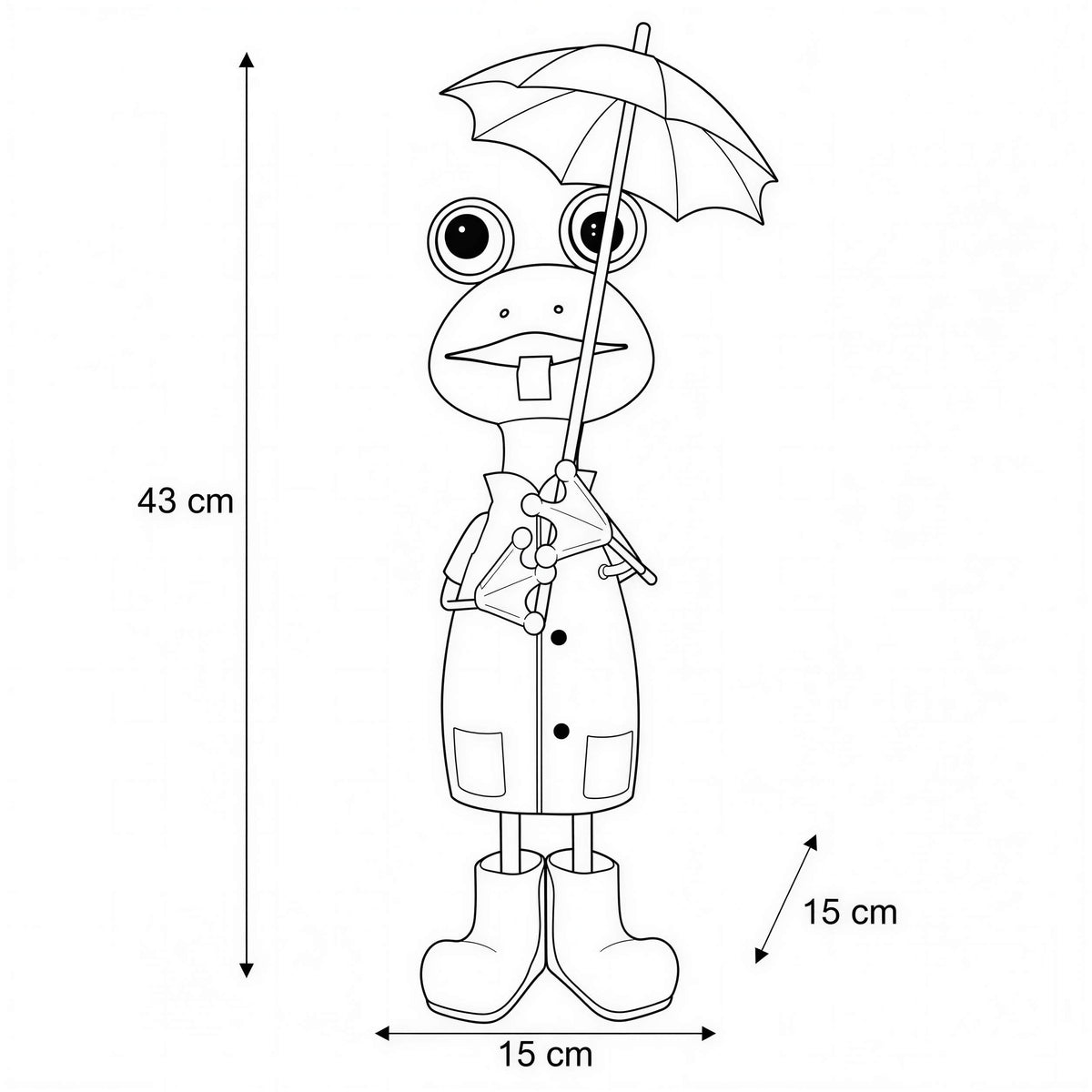 Lustige Gartenfigur aus Metall: Schaf, Kuh oder Frosch mit Regenschirm