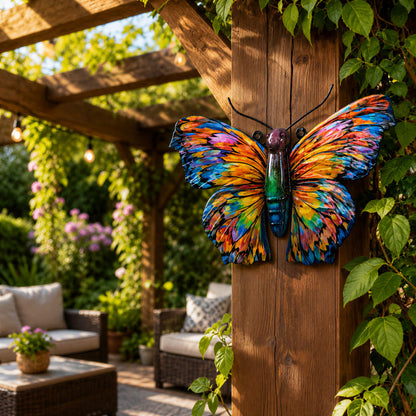3D Metallbild Schmetterling – bunte Wanddeko Fantasy oder Exotic
