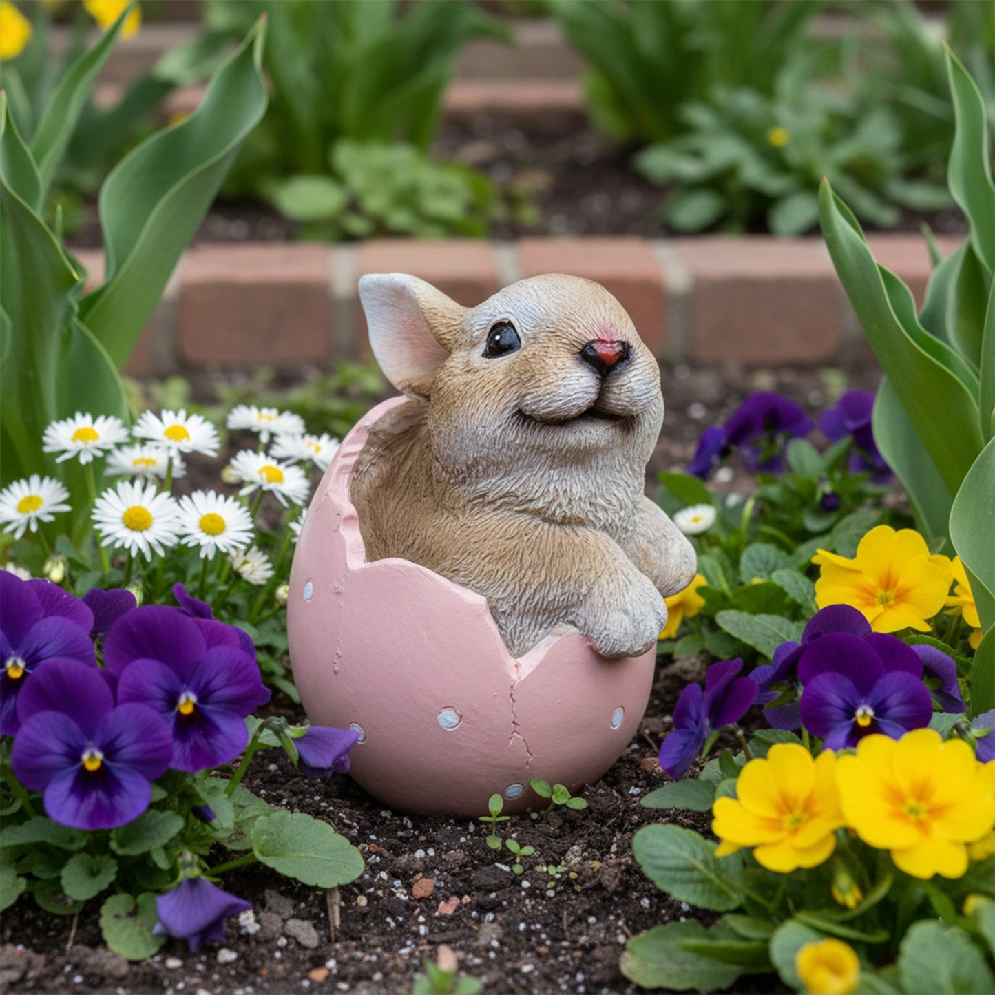 Hasenfigur im Ei als Deko Hase - Osterhase Figur für Osterdeko, Frühlingsdeko & Ostern zu Hause