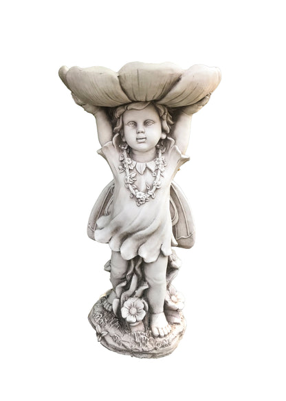 Gartenfigur ROSALIE Gartendeko Statue mit Vogeltränke Skulptur Garden Pleasure