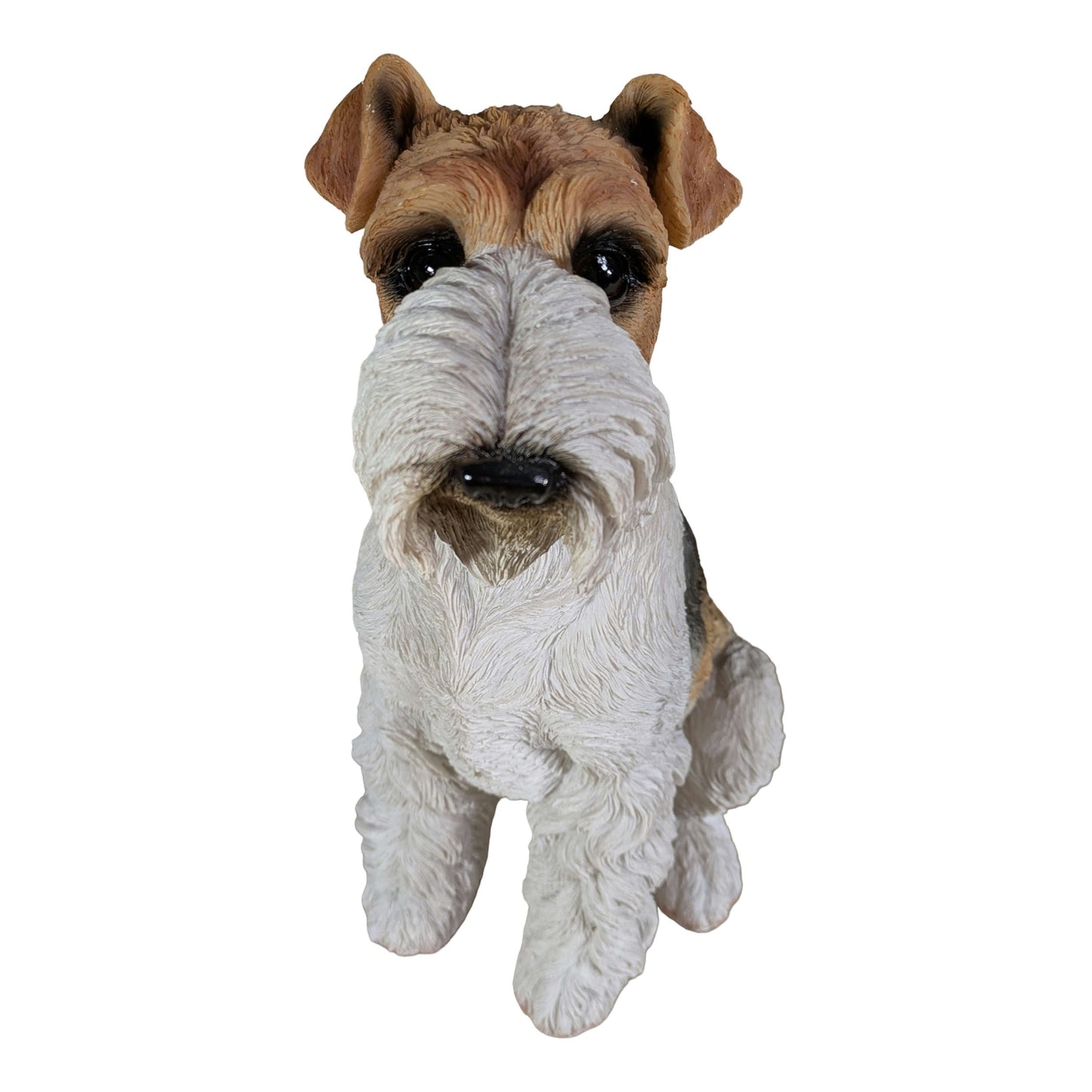 Lebensechte Foxterrier Dekofigur für den Garten – Hundefigur